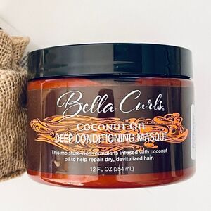 NWT Bella Curls Coconut Oil Deep Conditioning Masque repairs dry devitalized hai